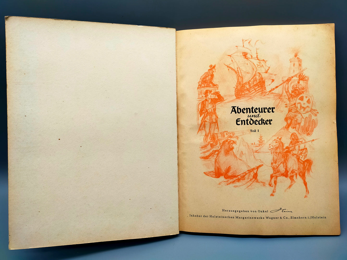 Abenteuer und Entdecker Antikes Bilderbuch mit Karten & Illustrationen