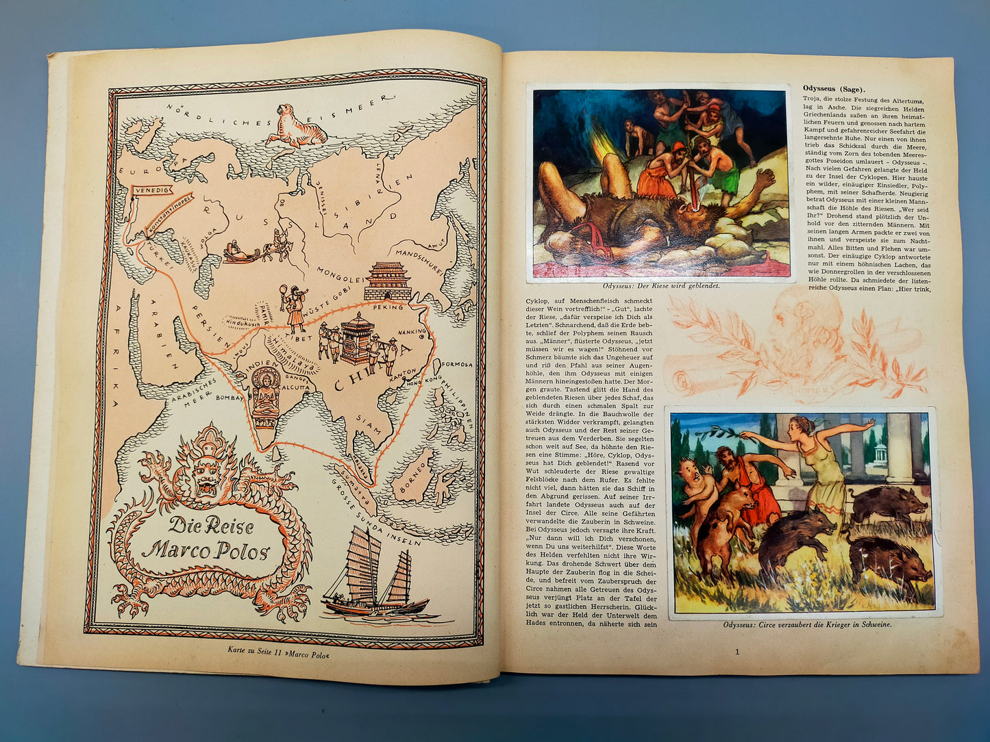 Abenteuer und Entdecker Antikes Bilderbuch mit Karten & Illustrationen