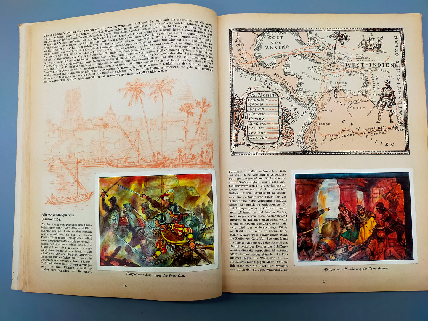 Abenteuer und Entdecker Antikes Bilderbuch mit Karten & Illustrationen