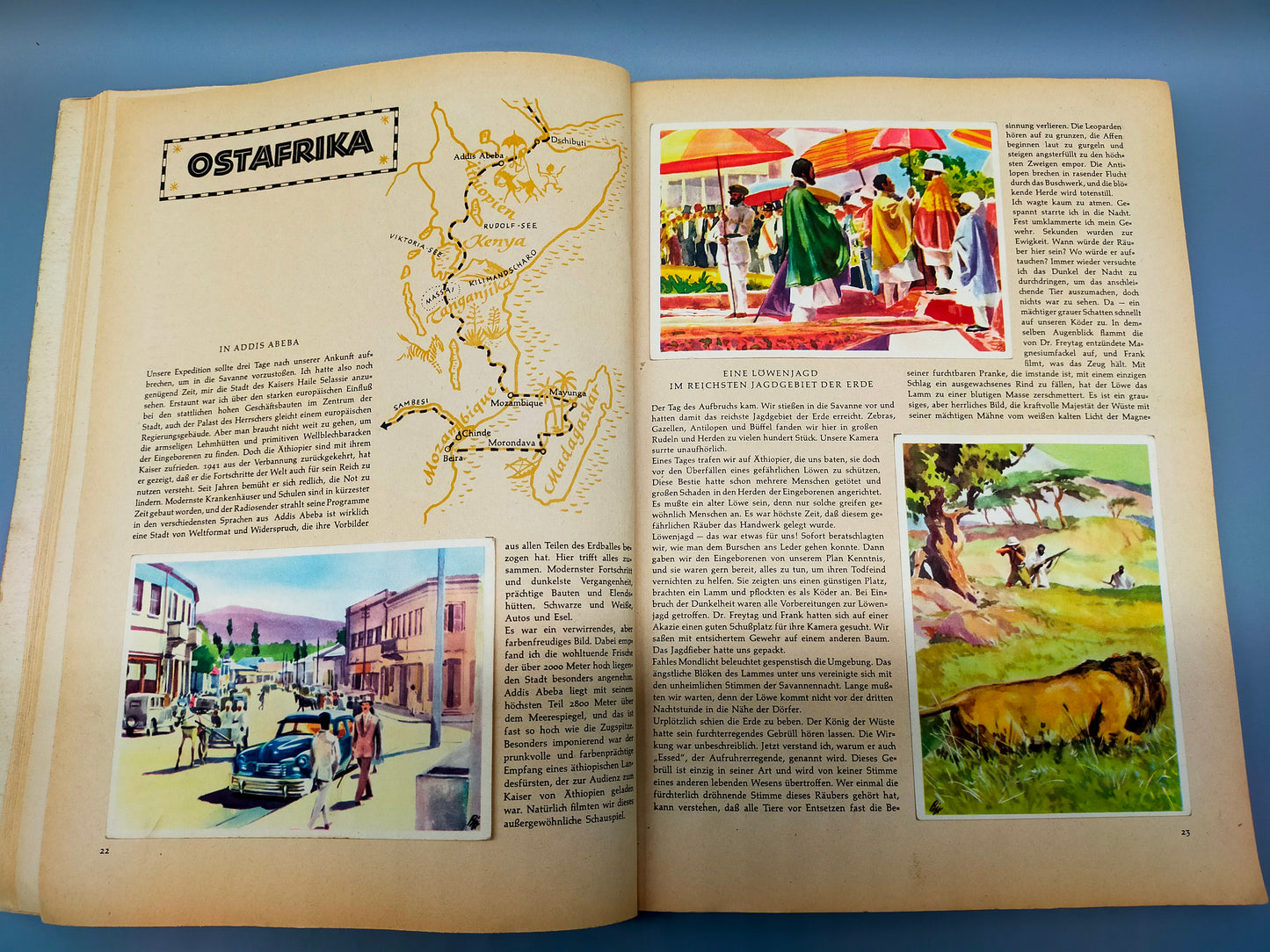 Klassisches Jugendbuch Afrika – Bunte Karten & Illustrationen