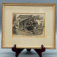 Deutsche Schule (XX) Historische Wassermühle Kohlezeichnung 1911