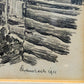 Deutsche Schule (XX) Historische Wassermühle Kohlezeichnung 1911