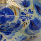 H. Bequet Quaregnon Fußschale Belgische Vintage Keramik mit Gold