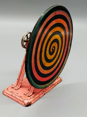 Antikes Blechspielzeug Spirale Optische Illusion Hypnosescheibe