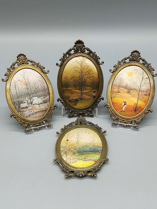 Deutsche Schule (XX) 4 Miniatur Landschaftsbilder