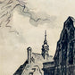 W. Winterhagen Historische Architekturansicht mit Turm