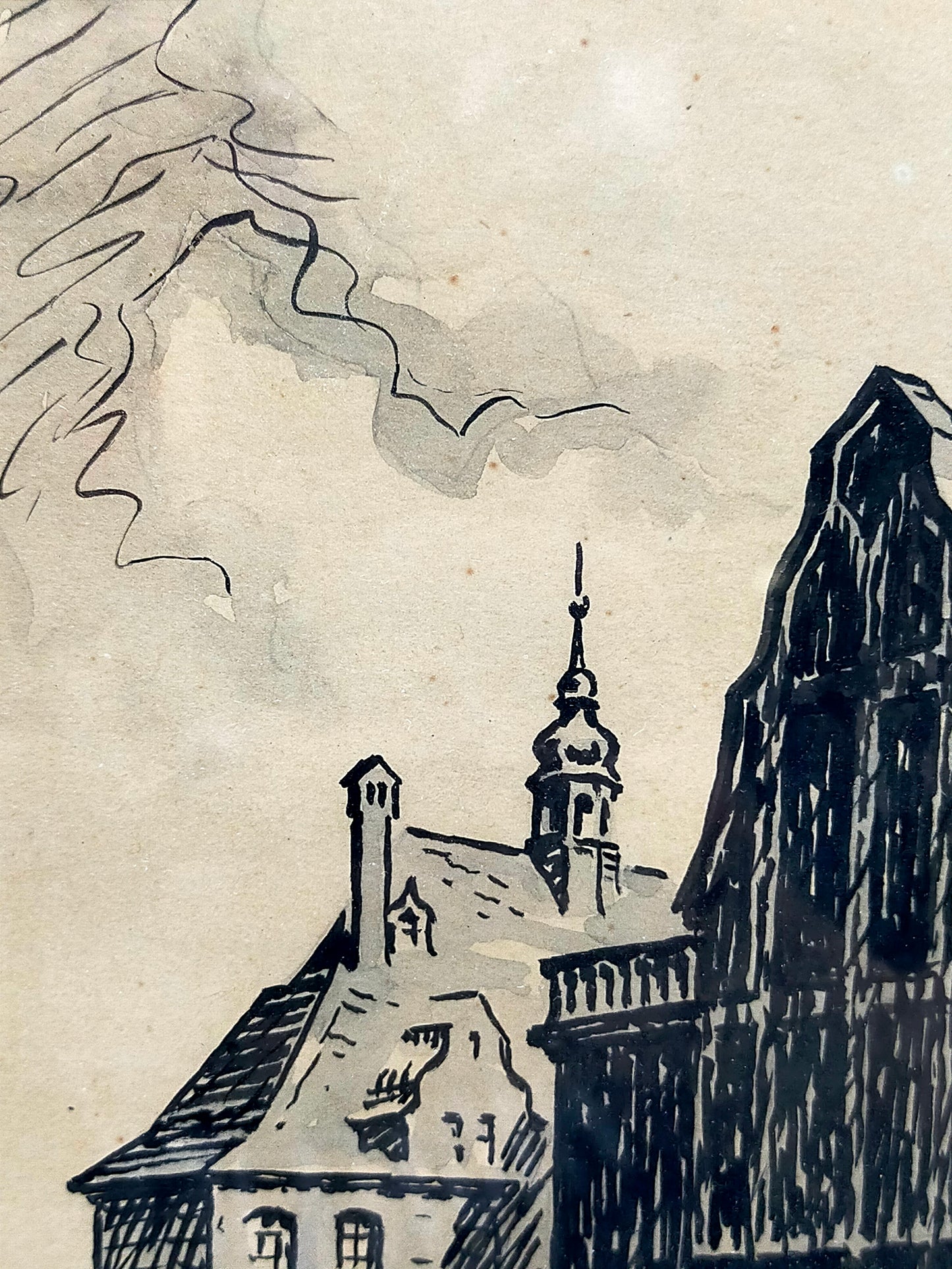 W. Winterhagen Historische Architekturansicht mit Turm