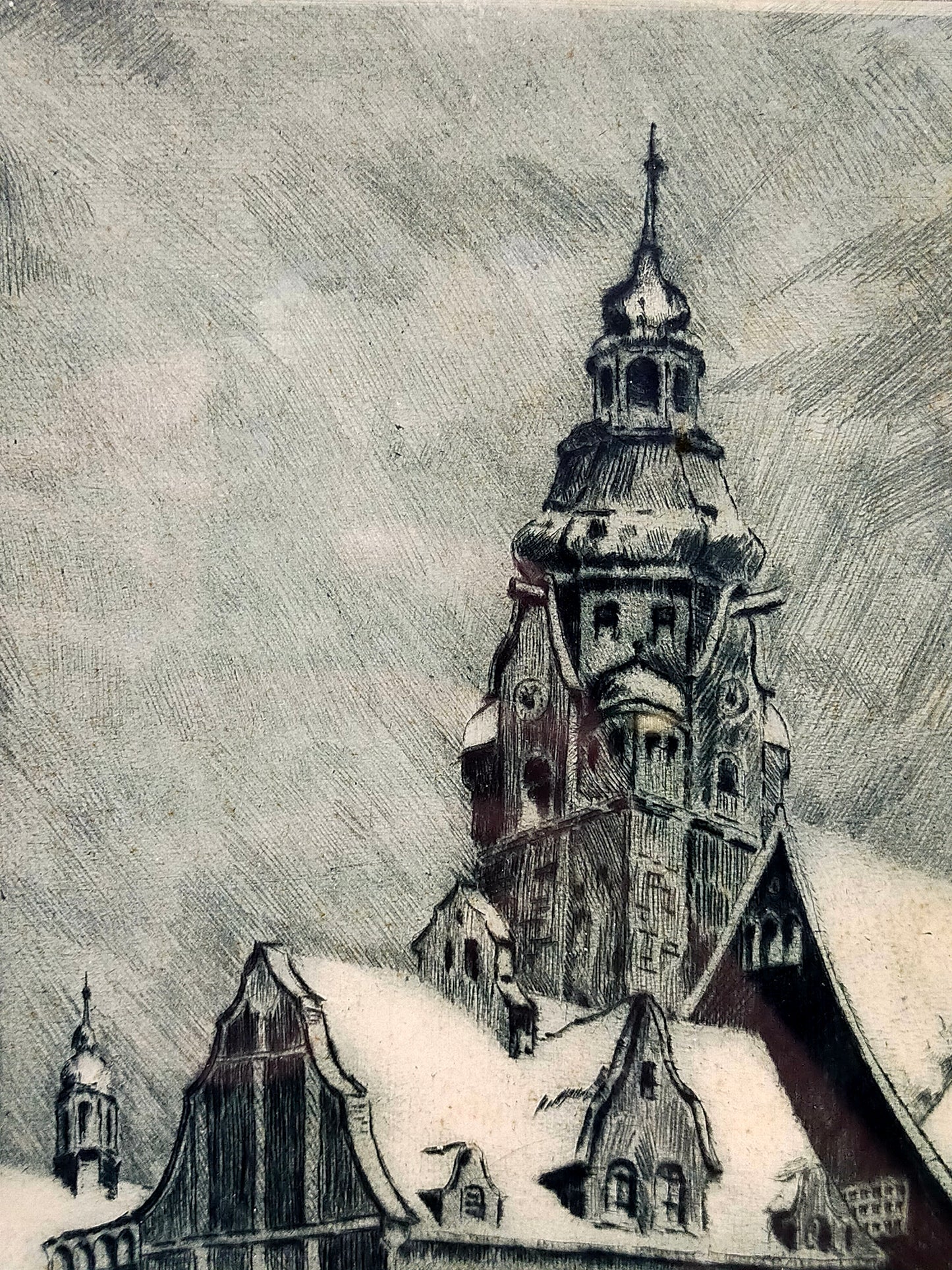 Heinz Planz - Das Wahrzeichen von Remscheid - Original Radierung