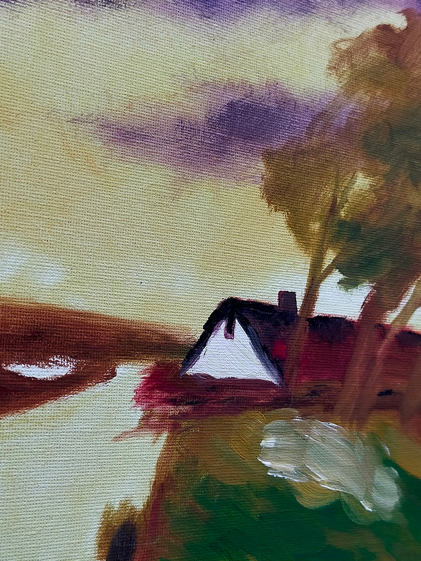 L. Hiller (2012) Idyllische Flusslandschaft mit Reetdachhaus Gemälde