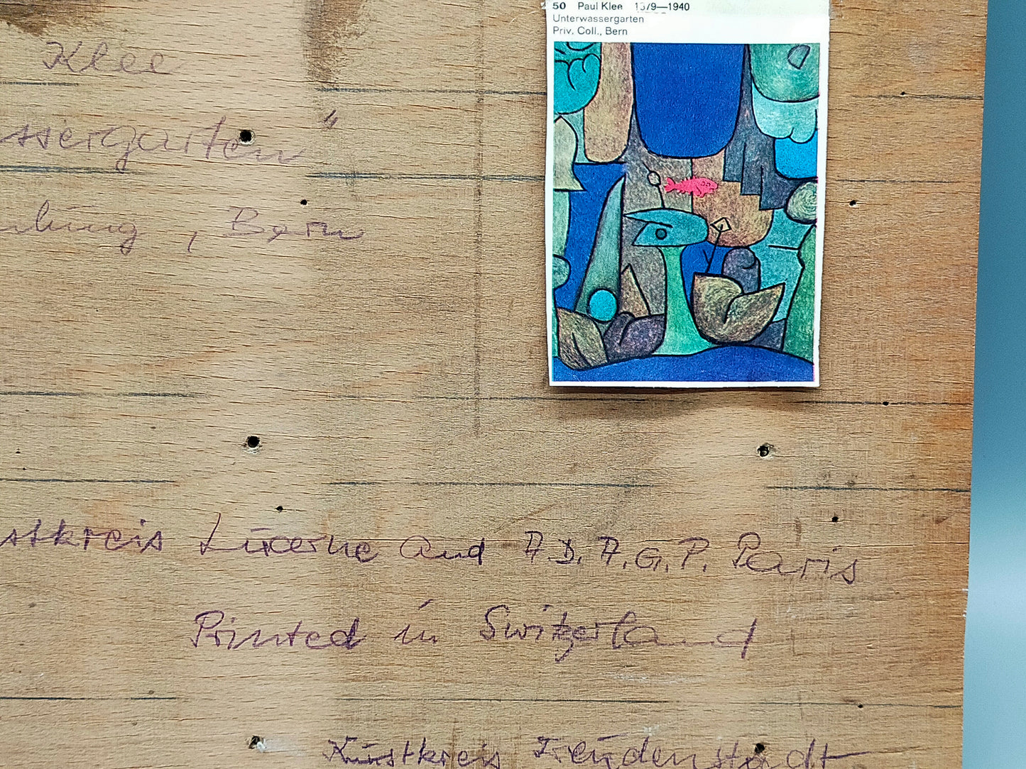 Nach Paul Klee Unterwassergarten Abstrakter Kunstdruck auf Holz