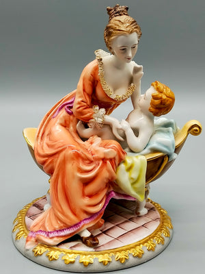 Große Richard Klemm Dresden Porzellanfigur Mutter mit Kind – Barock