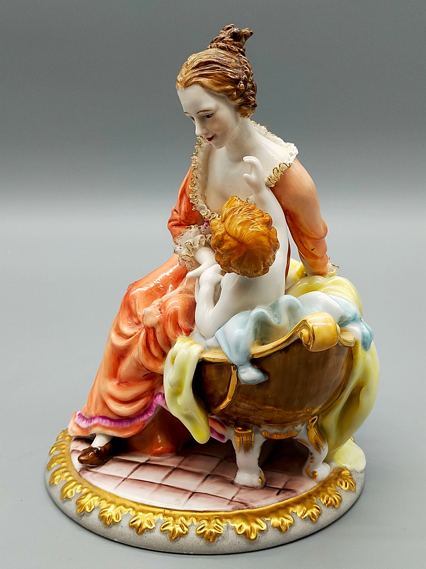 Große Richard Klemm Dresden Porzellanfigur Mutter mit Kind – Barock