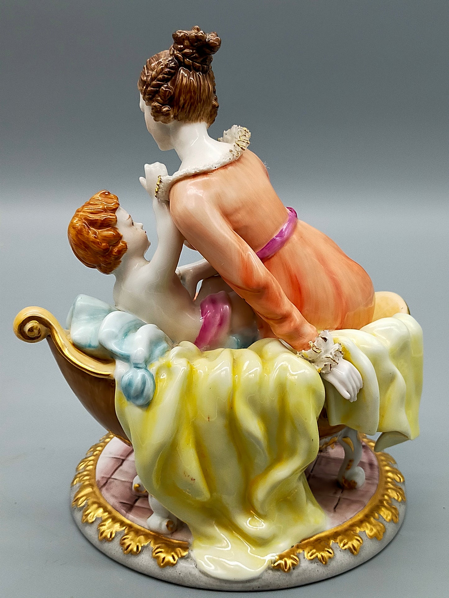Große Richard Klemm Dresden Porzellanfigur Mutter mit Kind – Barock