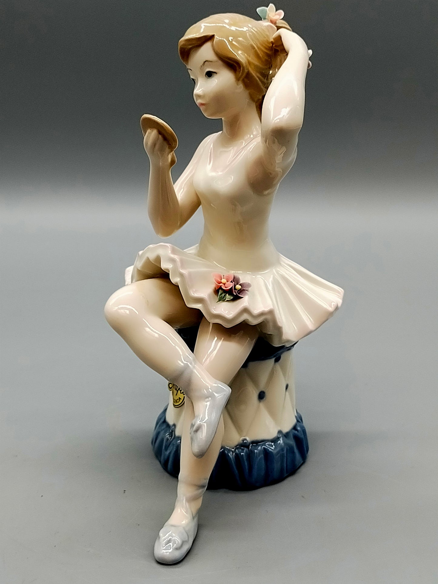 Spanische Mediflor Porzellan Figur Ballerina mit Spiegel Handarbeit