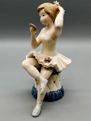 Spanische Mediflor Porzellan Figur Ballerina mit Spiegel Handarbeit