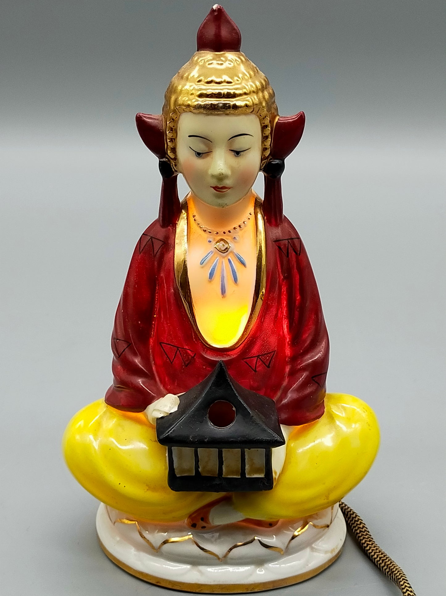 Antike Buddha Rauchverzehrer Lampe Porzellan Figural