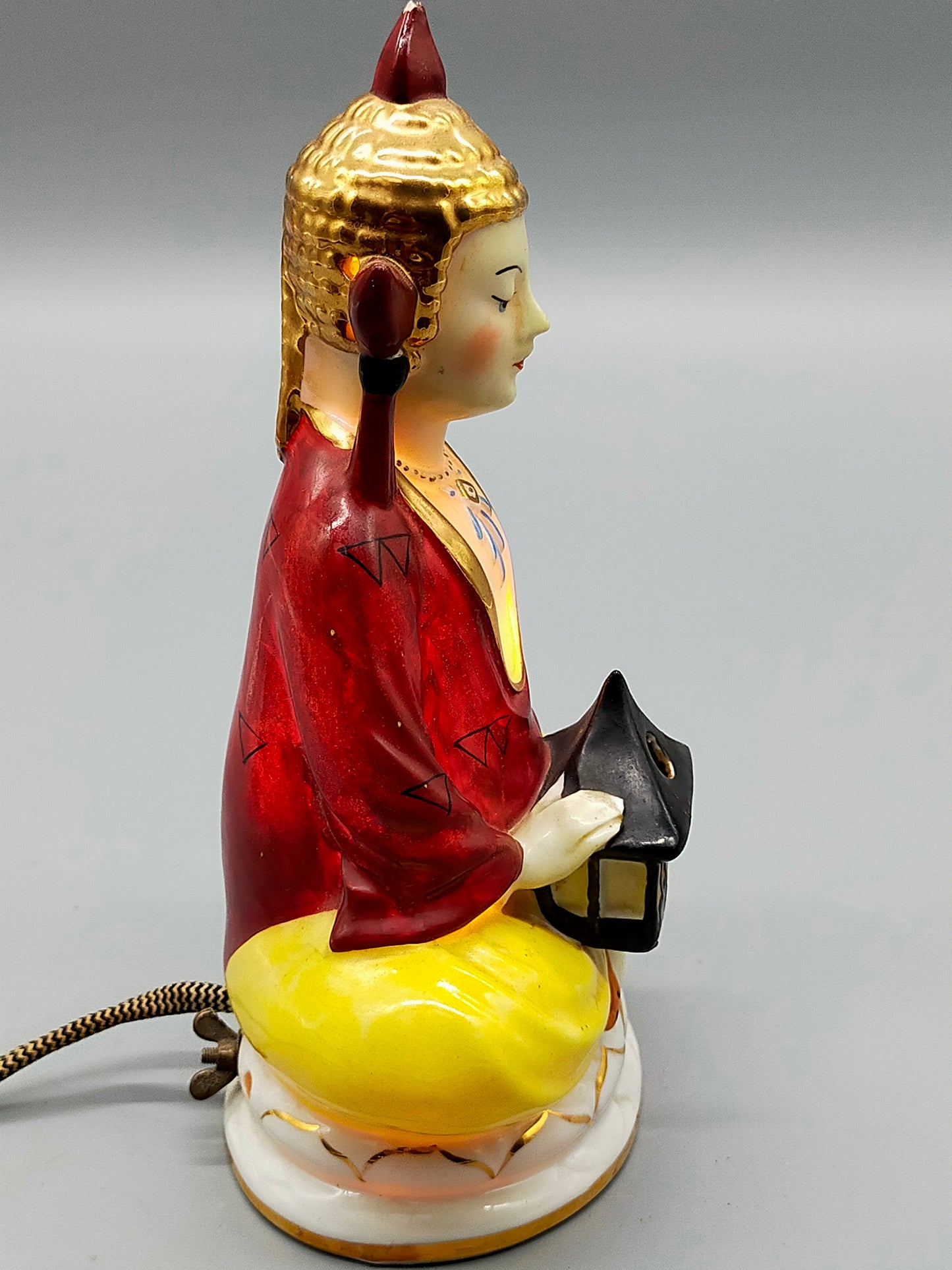 Antike Buddha Rauchverzehrer Lampe Porzellan Figural