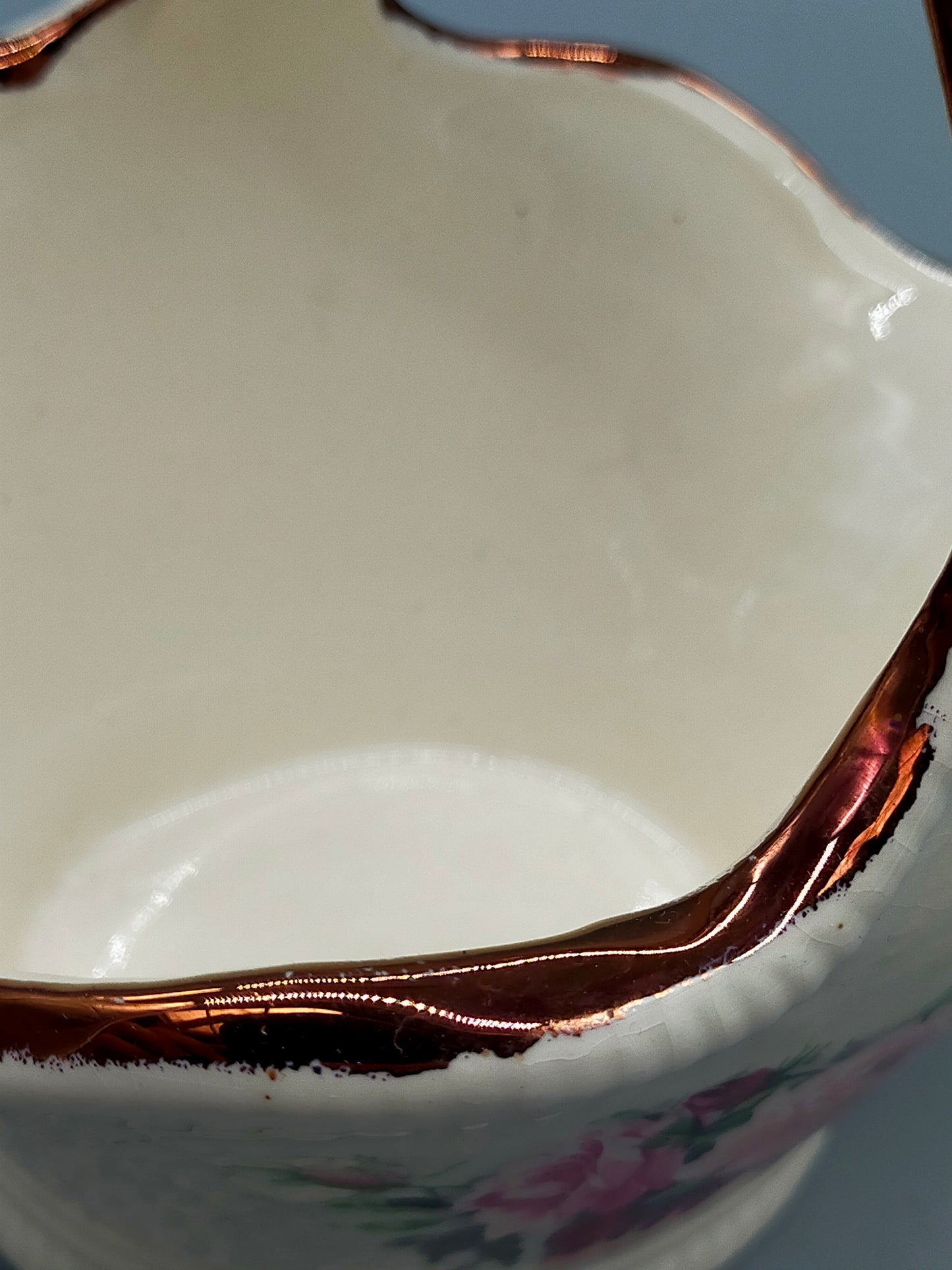 Staffordshire Porzellan Henkelkorb Antikes Rosendekor