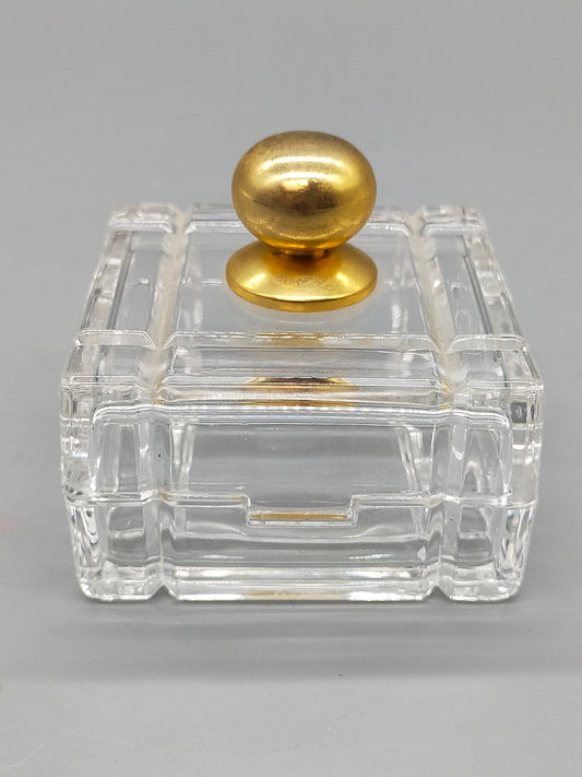 Elegante Glas Schatulle mit goldenem Knauf Dekorative Dosen Dose