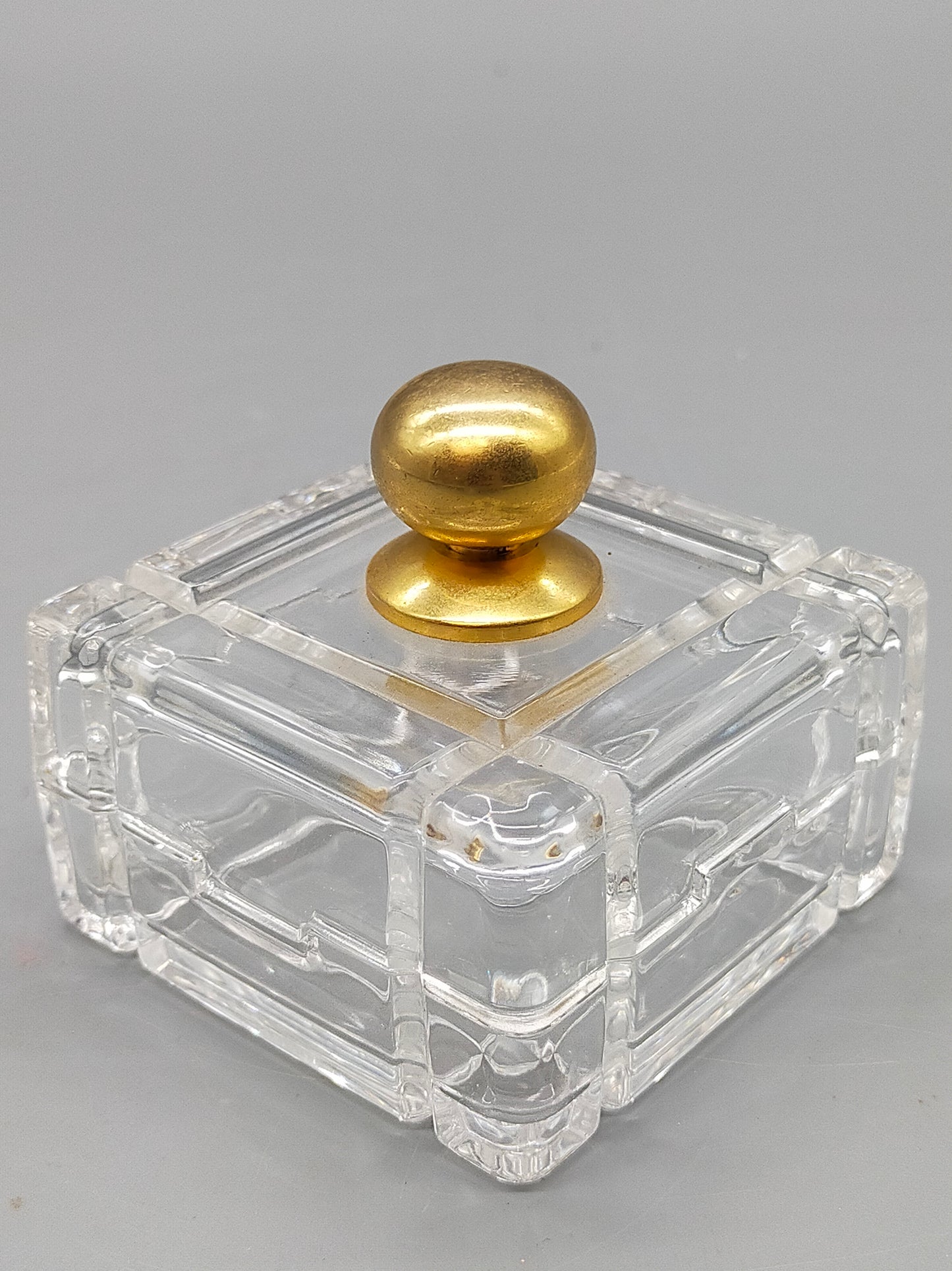 Elegante Glas Schatulle mit goldenem Knauf Dekorative Dosen Dose