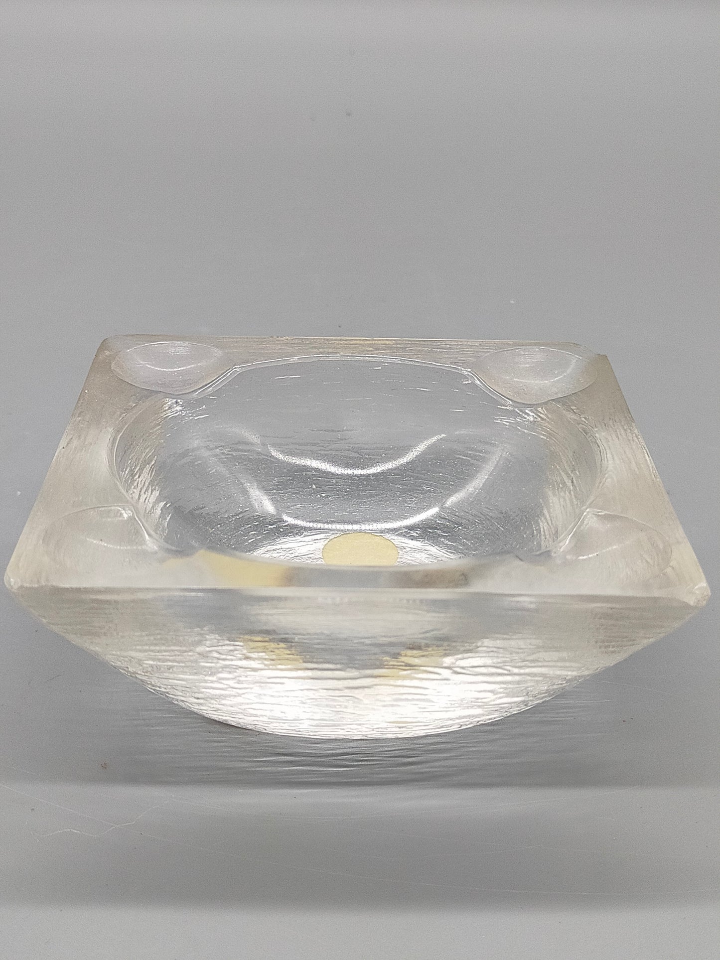 Vintage Glas Aschenbecher Massives Eisglas Design Quadratisch