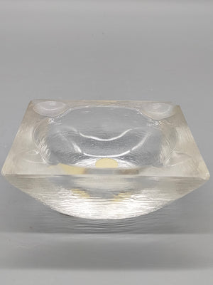 Vintage Glas Aschenbecher Massives Eisglas Design Quadratisch