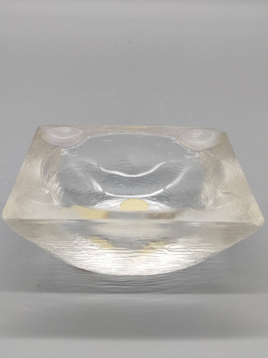 Vintage Glas Aschenbecher Massives Eisglas Design Quadratisch
