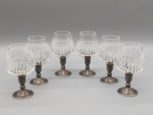 Edles 6er-Set Cognacschwenker aus Kristallglas mit Zinnfuß
