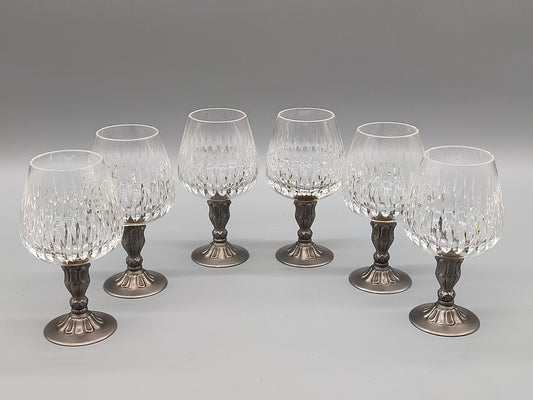 Edles 6er-Set Cognacschwenker aus Kristallglas mit Zinnfuß