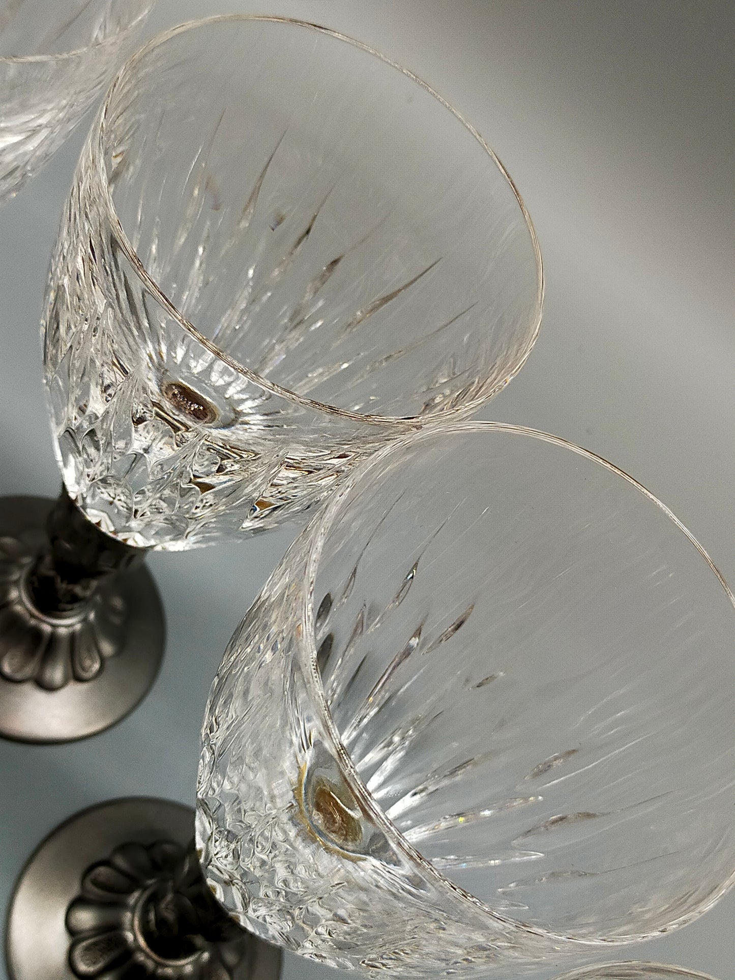 Edles Set Cognacschwenker aus Kristallglas mit Zinnfuß