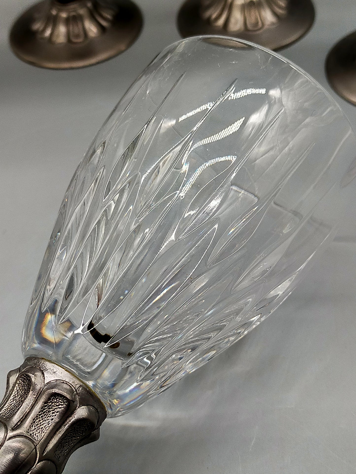 Edles Set Cognacschwenker aus Kristallglas mit Zinnfuß