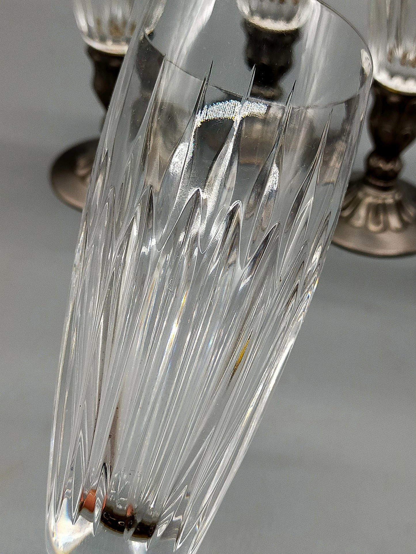 5er Set Sektflöten aus Schliffglas mit Zinnfuß – Elegant & Zeitlos