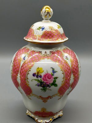 Prunkvolle Lindner Kueps Bavaria Deckelvase Prinzess Rosa Gold