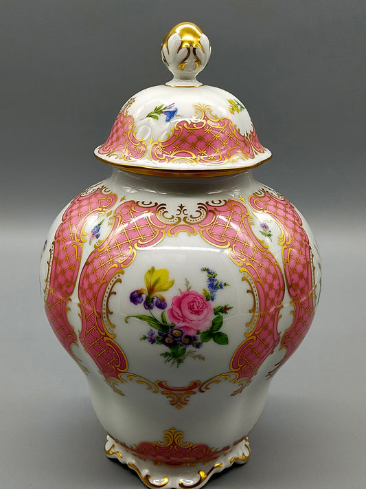 Prunkvolle Lindner Kueps Bavaria Deckelvase Prinzess Rosa Gold