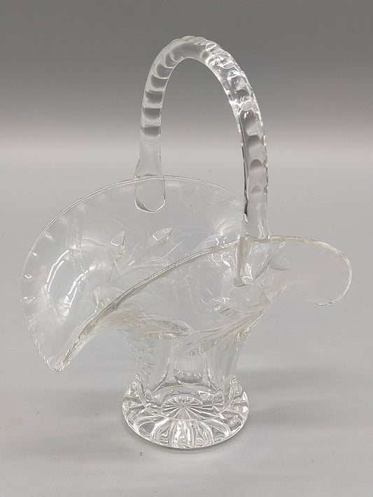Eleganter Kristallkorb mit Schliff Glaskorb mit Henkel Dekorativ