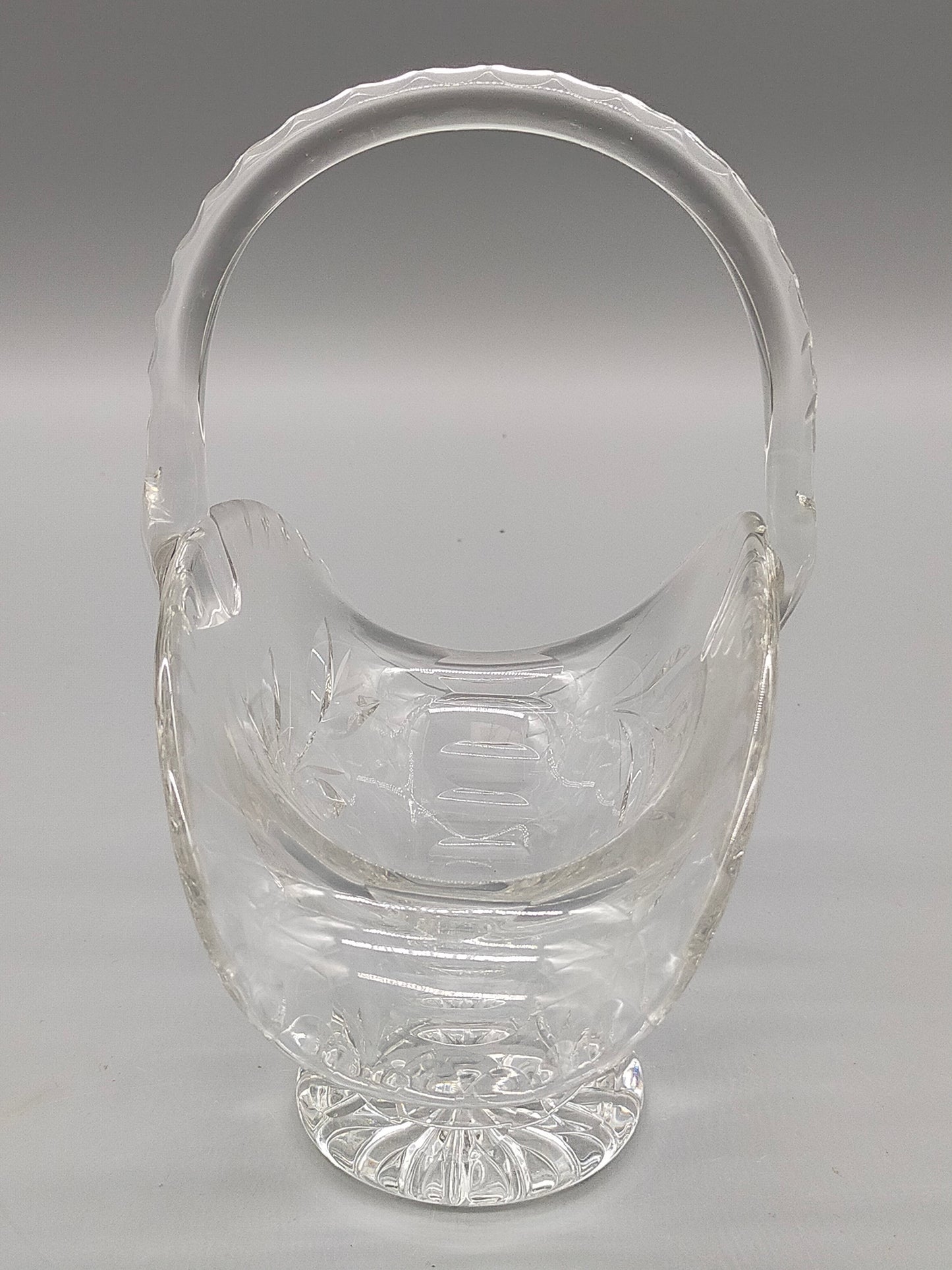 Eleganter Kristallkorb mit Schliff Glaskorb mit Henkel Dekorativ