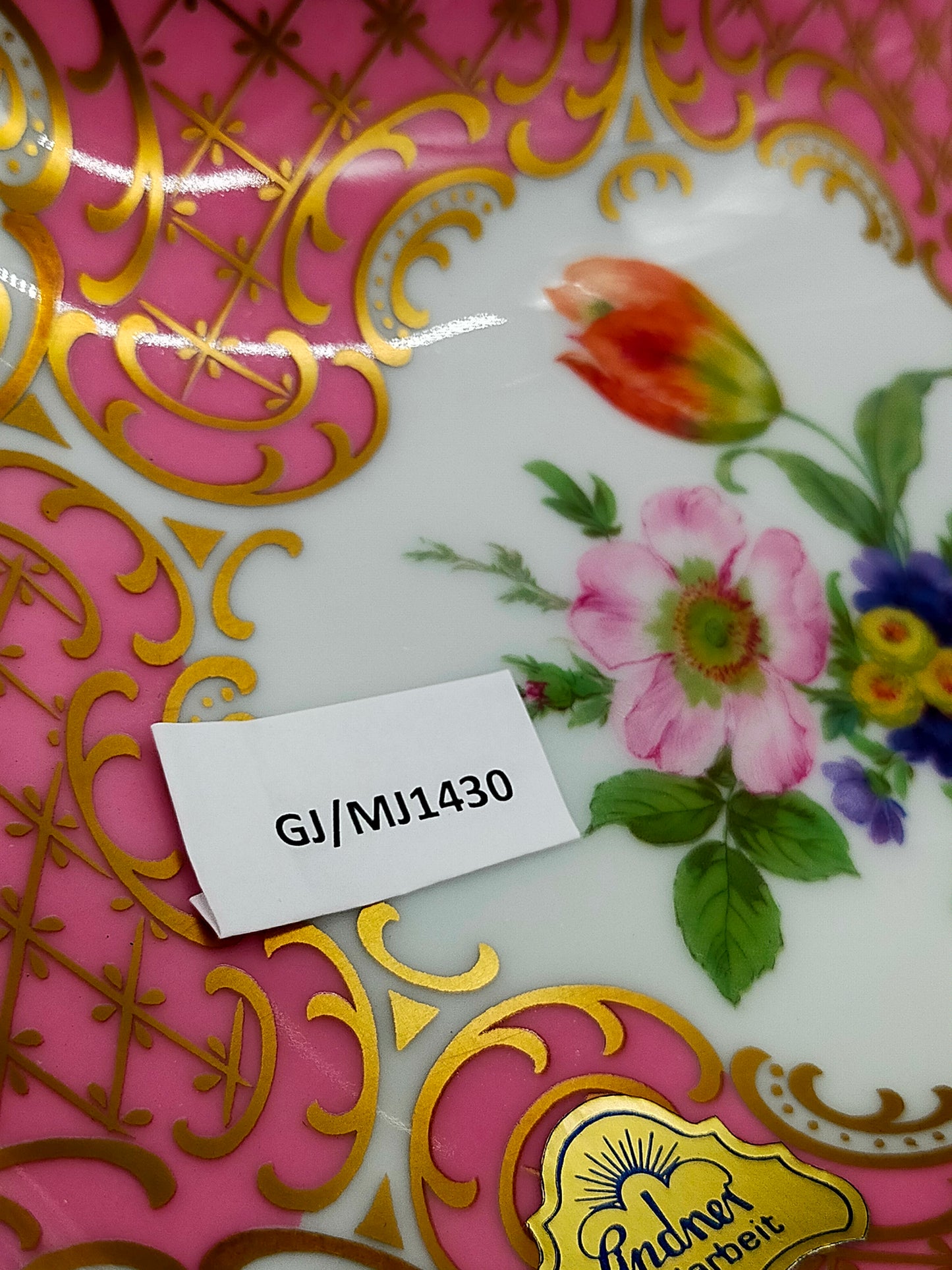Lindner Porzellan Schale Prinzess Rosa Gold Blumendekor Prunkschale