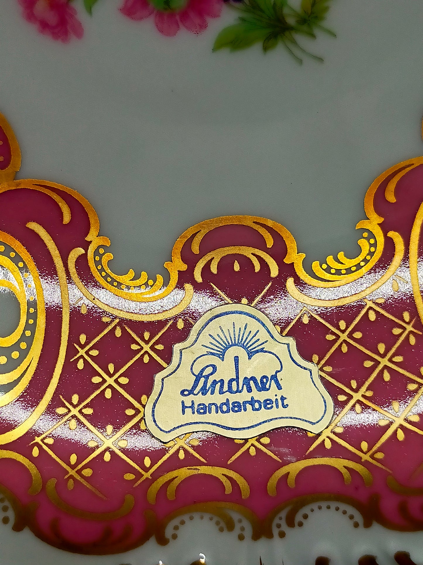 Lindner Porzellan Schale Princess – Blumendekor & Goldstaffage