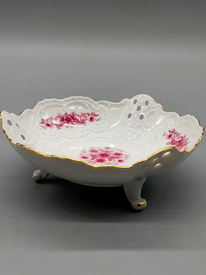 Edle Lindner Porzellanschale Sonett R Rosa Blumen & Goldrand
