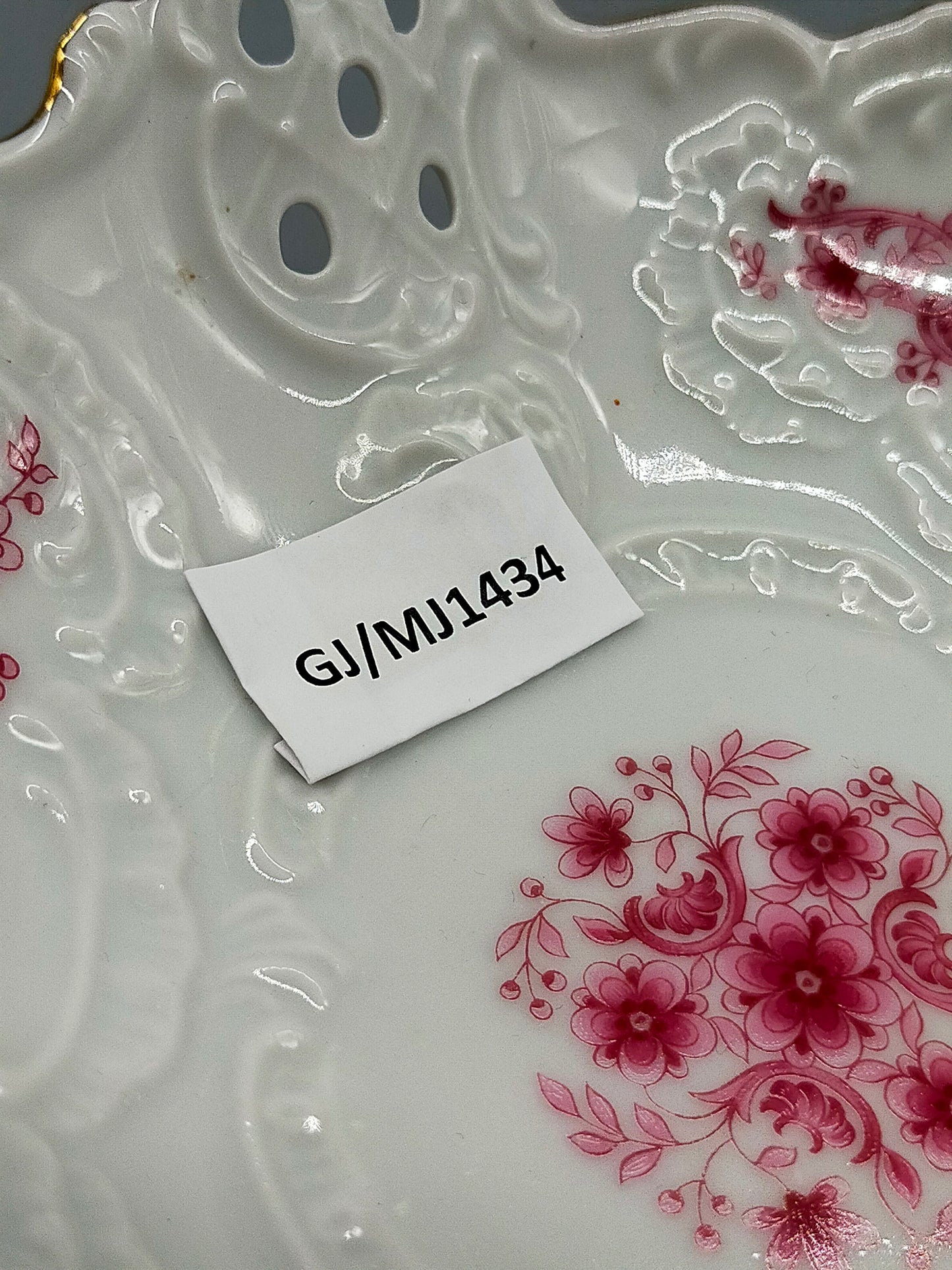 Edle Lindner Porzellanschale Sonett R Rosa Blumen & Goldrand