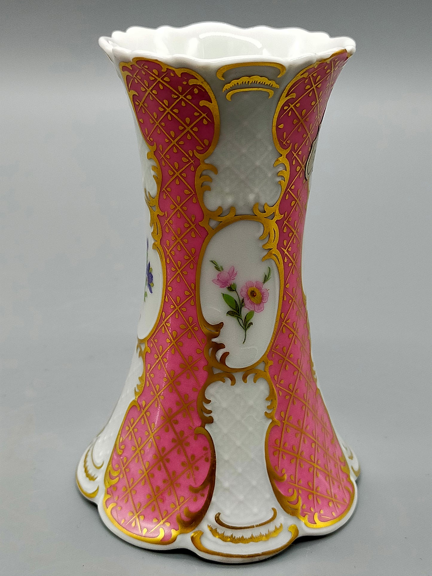 Lindner Kueps Bavaria Porzellan Vase Prinzess rosé mit Goldstaffage