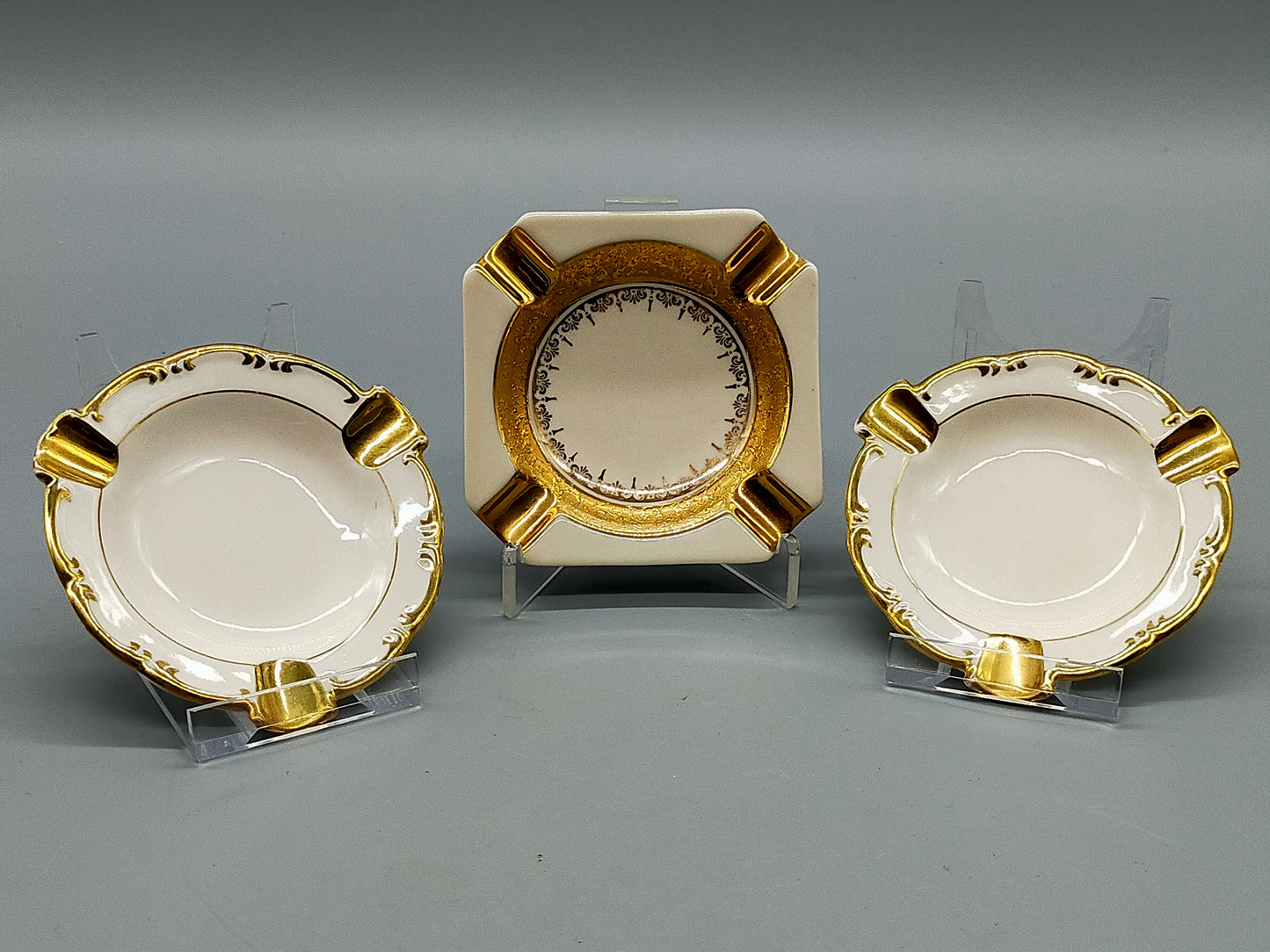 Edles Porzellan-Aschenbecher Set – Bavaria Golddekor (3 Stk.)