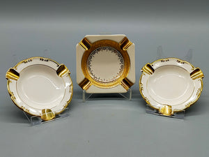 Edles Porzellan-Aschenbecher Set – Bavaria Golddekor (3 Stk.)