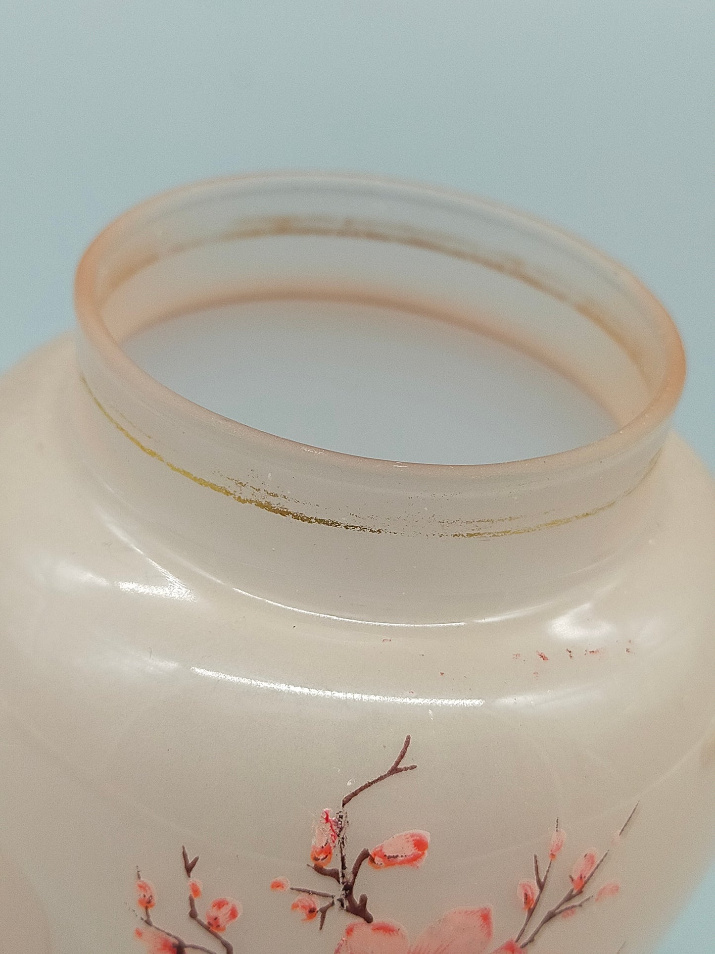 Italienische Satinierte Glasdose mit Deckel & Kirschblüten aus Italy
