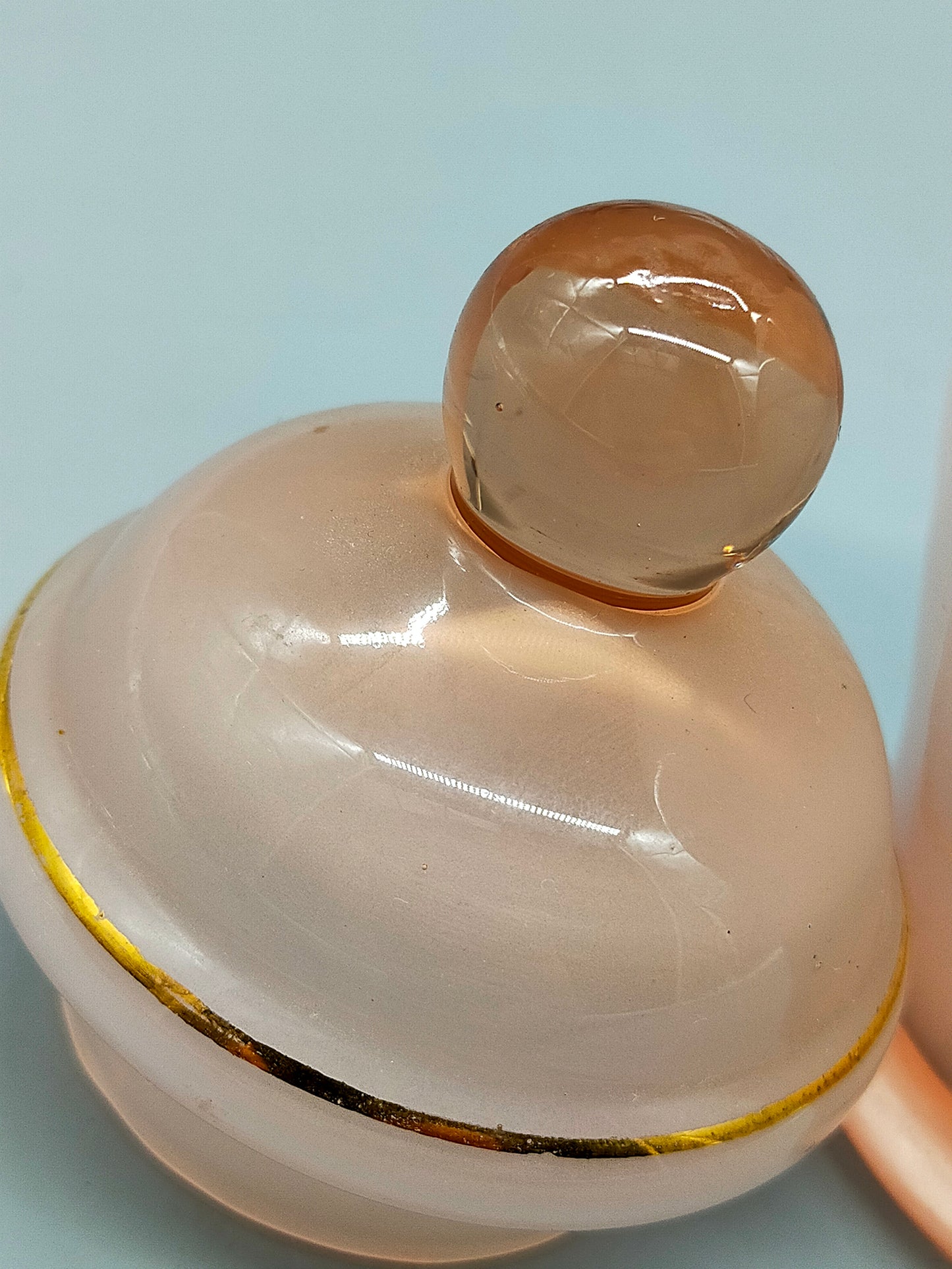 Italienische Satinierte Glasdose mit Deckel & Kirschblüten aus Italy
