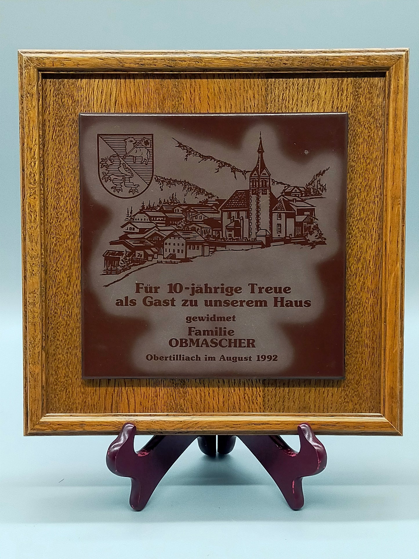 Wandbild Obertilliach Keramikfliese auf Holzrahmen
