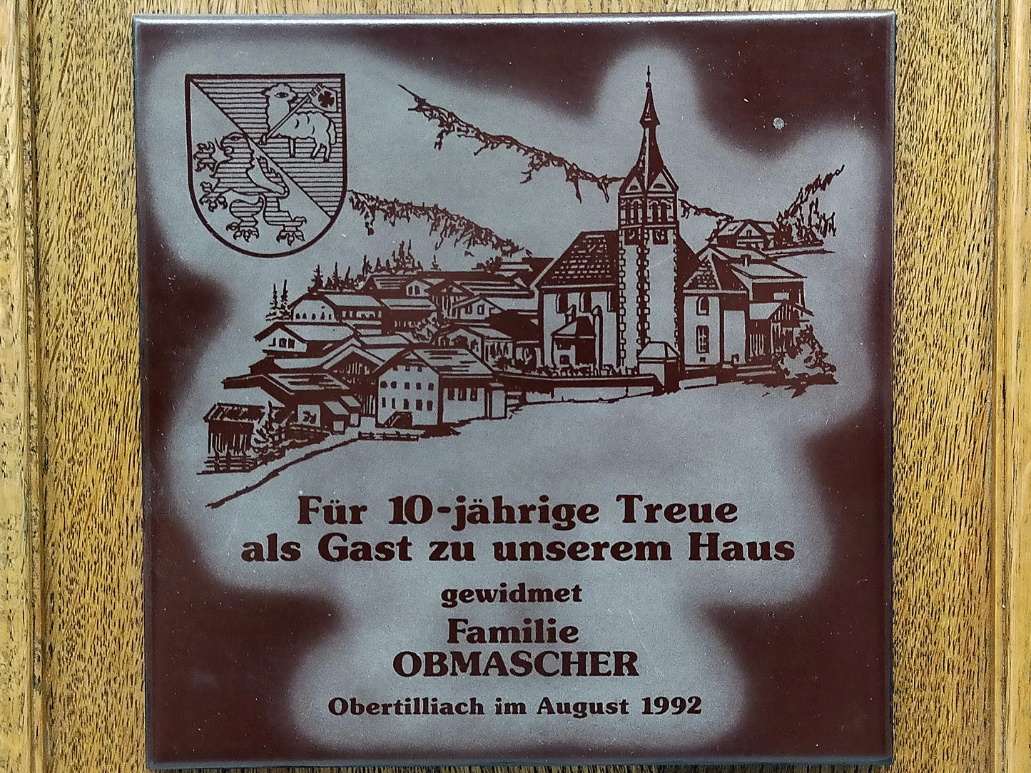 Wandbild Obertilliach Keramikfliese auf Holzrahmen