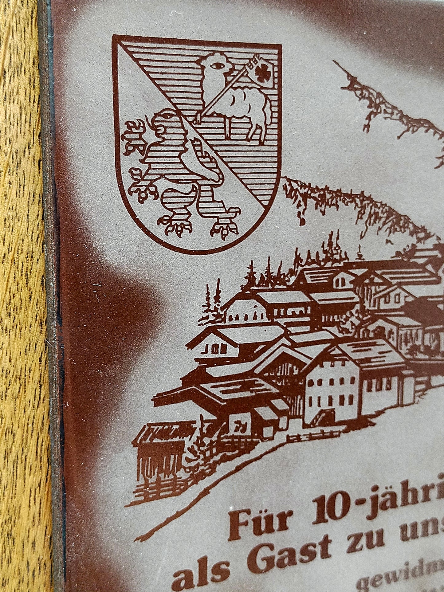 Wandbild Obertilliach Keramikfliese auf Holzrahmen
