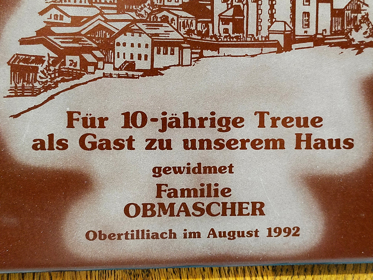 Wandbild Obertilliach Keramikfliese auf Holzrahmen