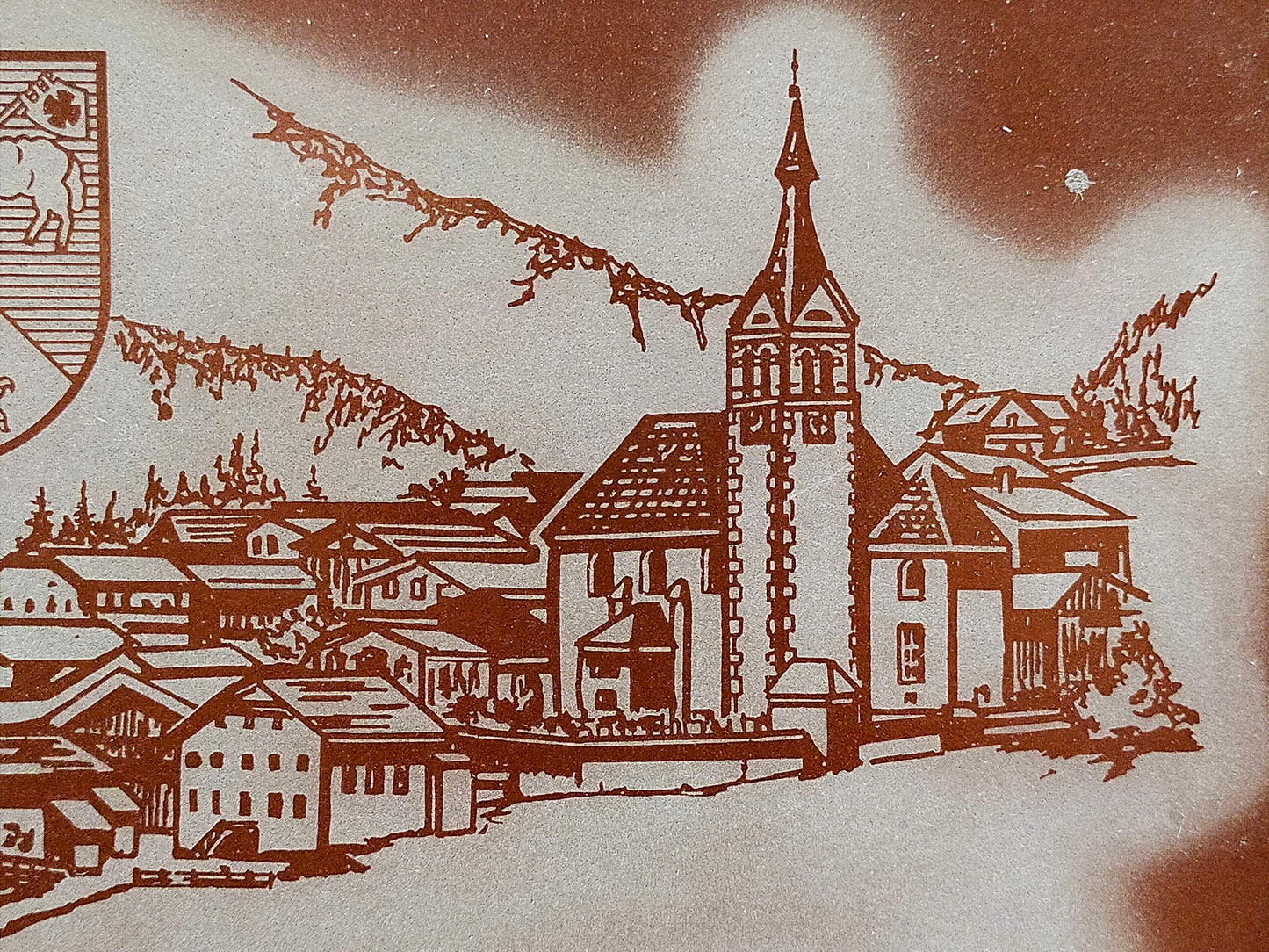 Wandbild Obertilliach Keramikfliese auf Holzrahmen